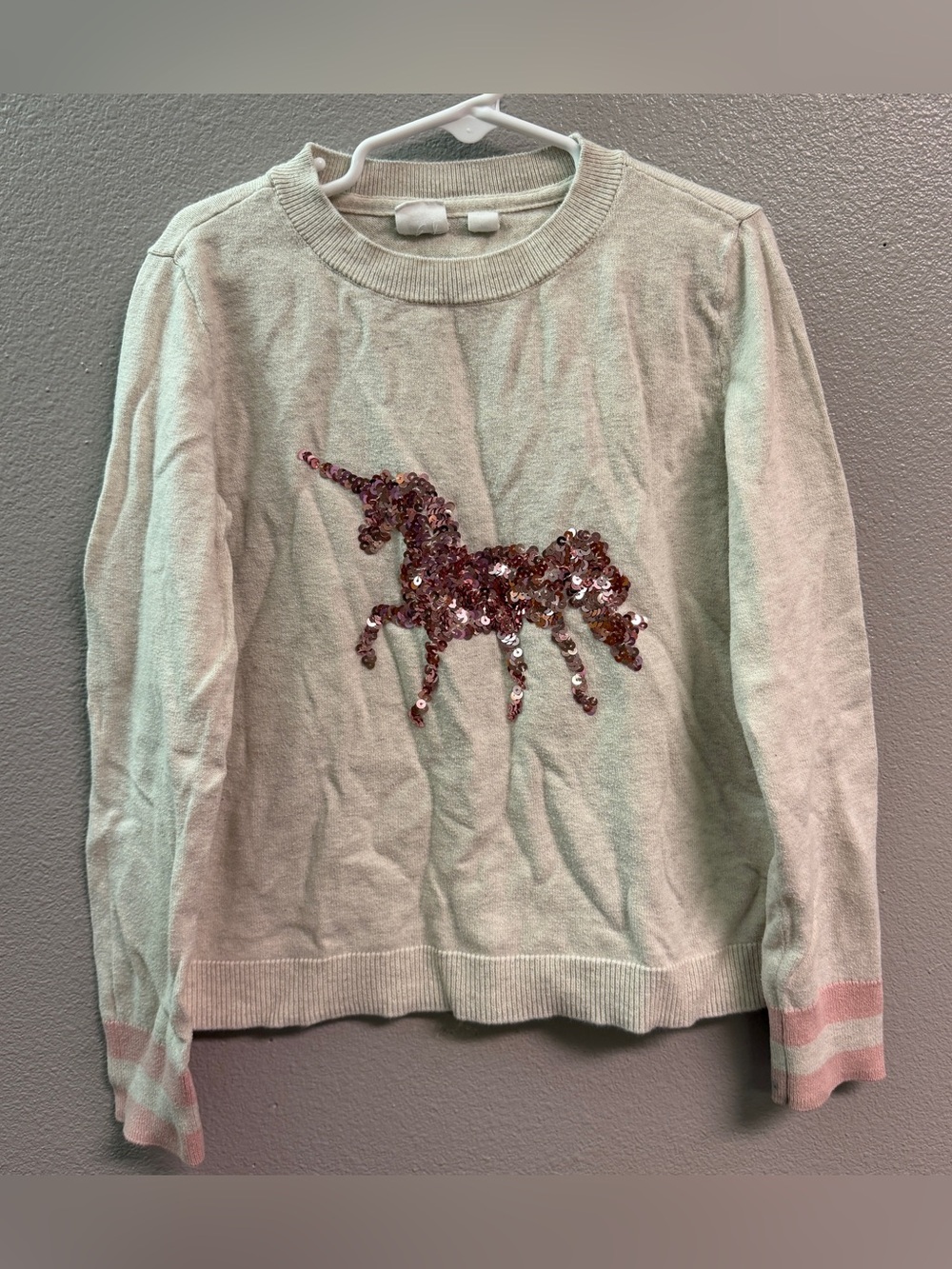 GAP Girls Mint Sequin Unicorn Sweater